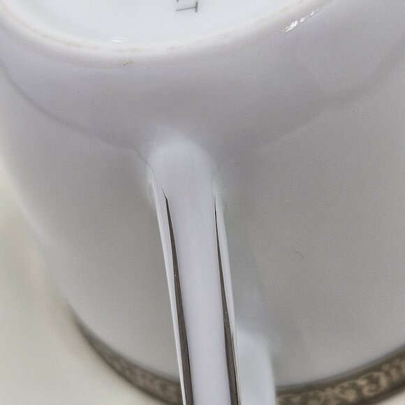 Flat Demitasse Cup & Saucer Set Grand Buffet Classic Platinum by Charter Club - Picture 13 of 16